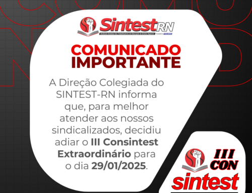 III CONSINTEST EXTRAORDINÁRIO é adiado para o dia 29/01/2025