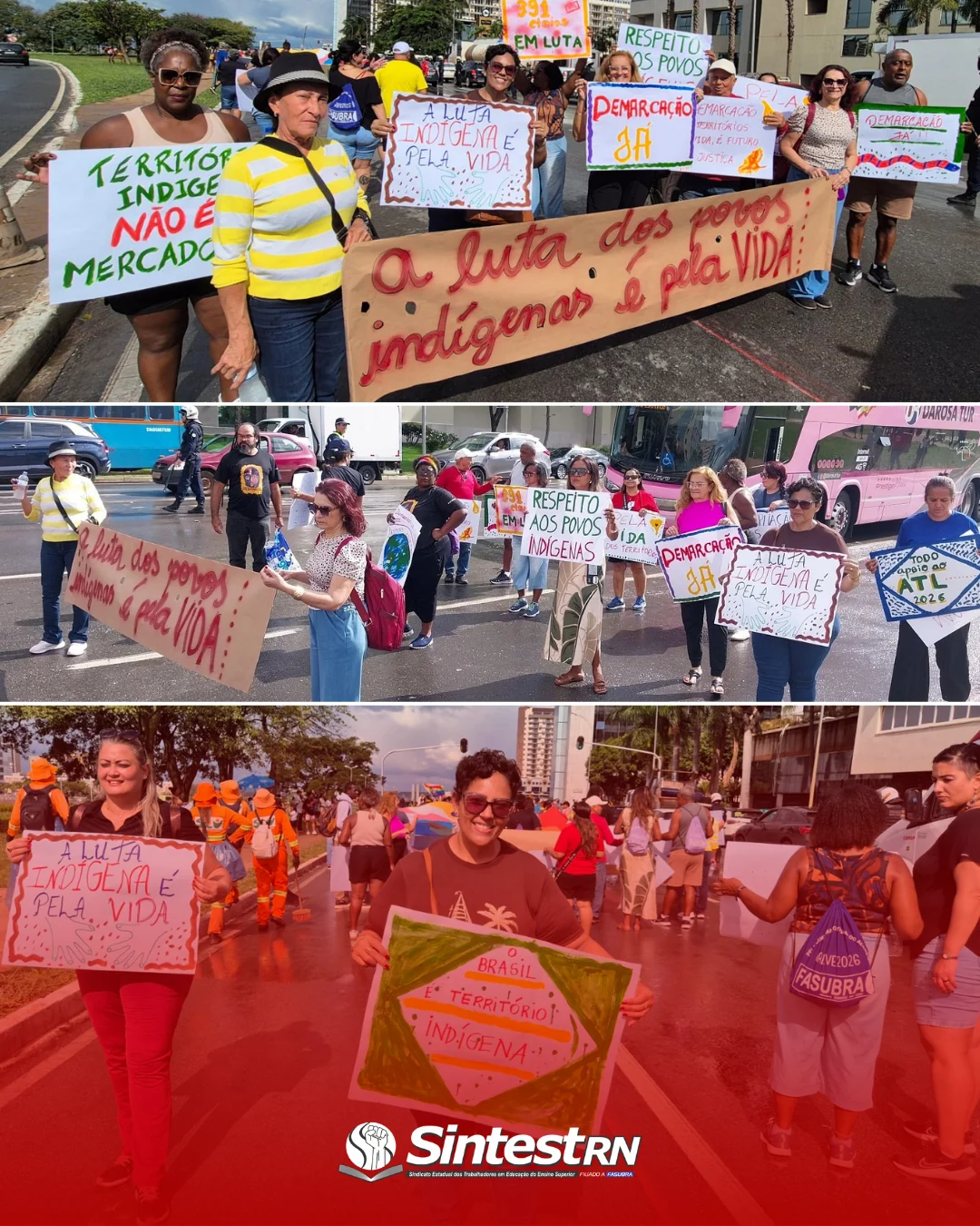 SINTEST-RN integra marcha do Acampamento Terra Livre e reforça defesa dos direitos indígenas em Brasília
