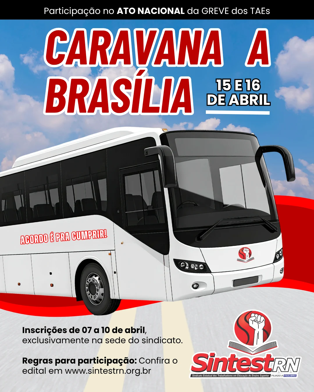 Inscrições abertas para Caravana a Brasília