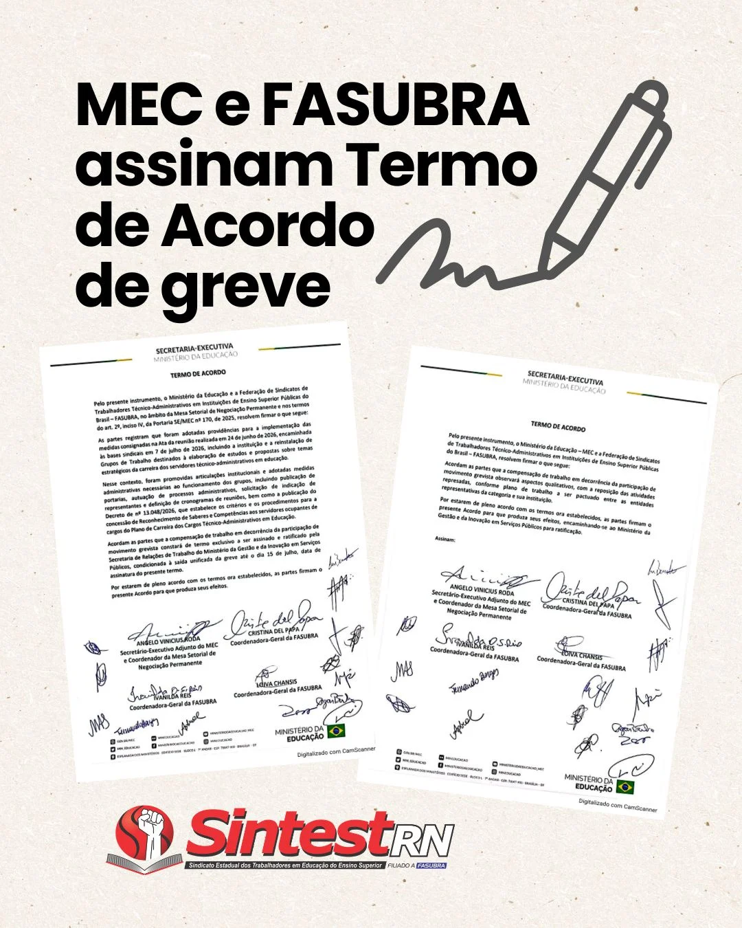 MEC e FASUBRA assinam Termo de Acordo de greve